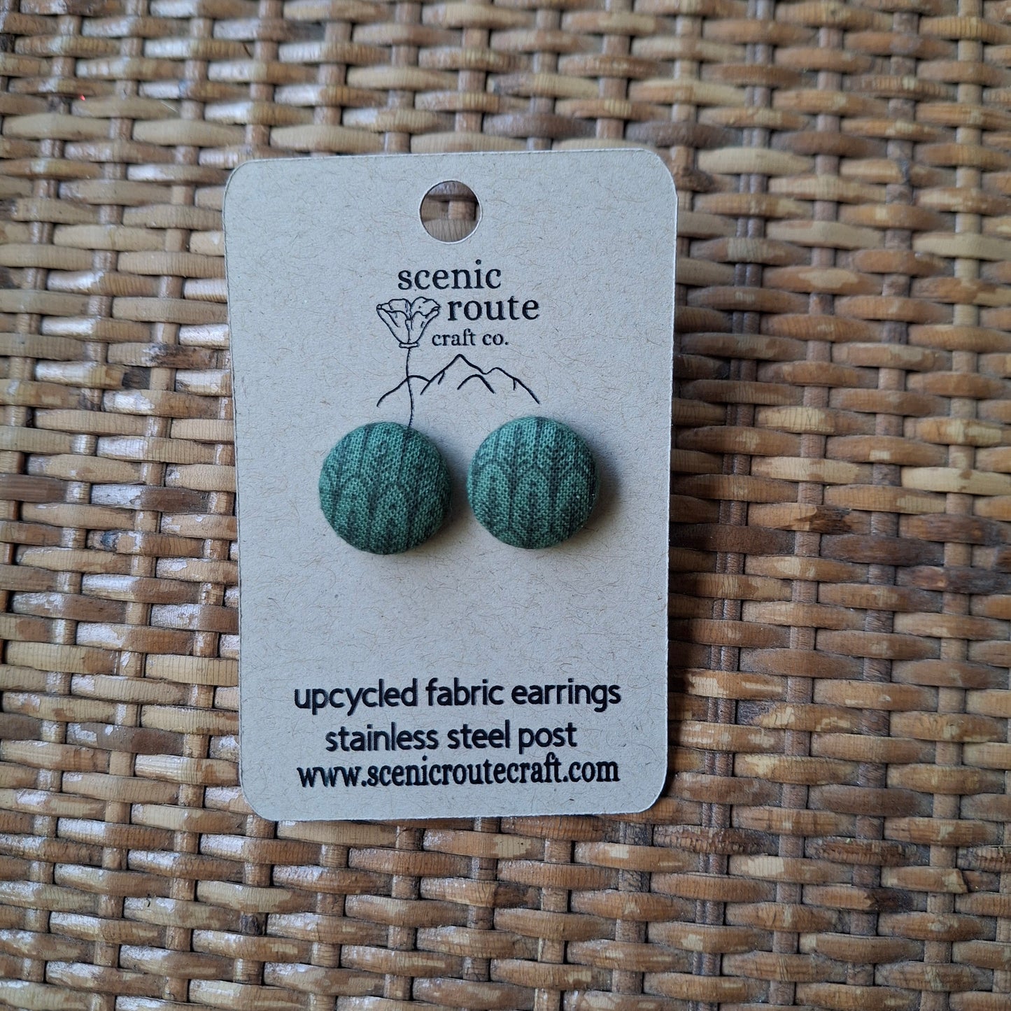 Upcycled Fabric Button Earrings