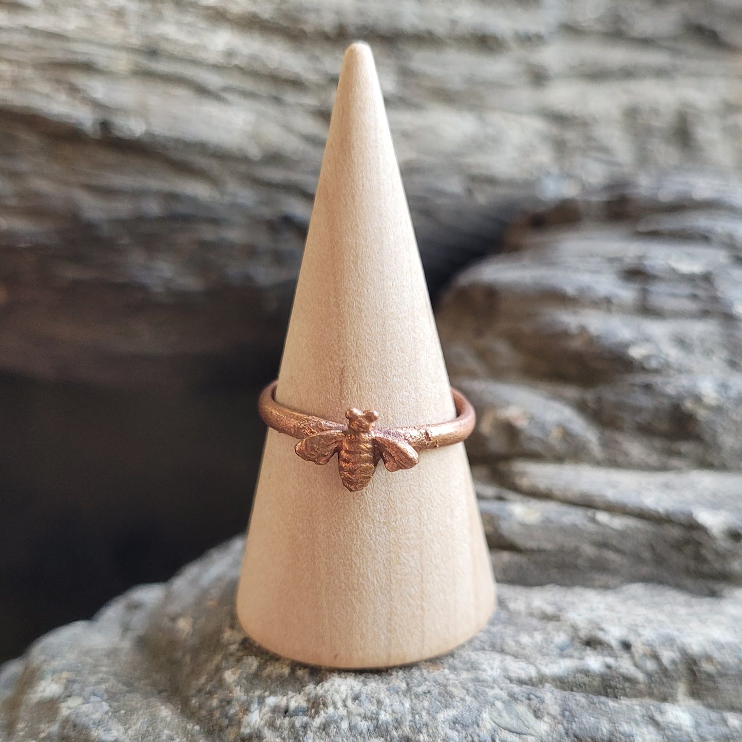 Dainty Bee Recycled Copper Stacking Ring