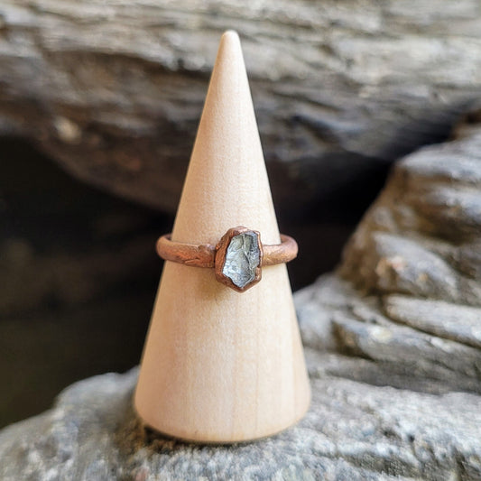 Lake County Diamond Raw Stone Solitaire Recycled Copper Ring