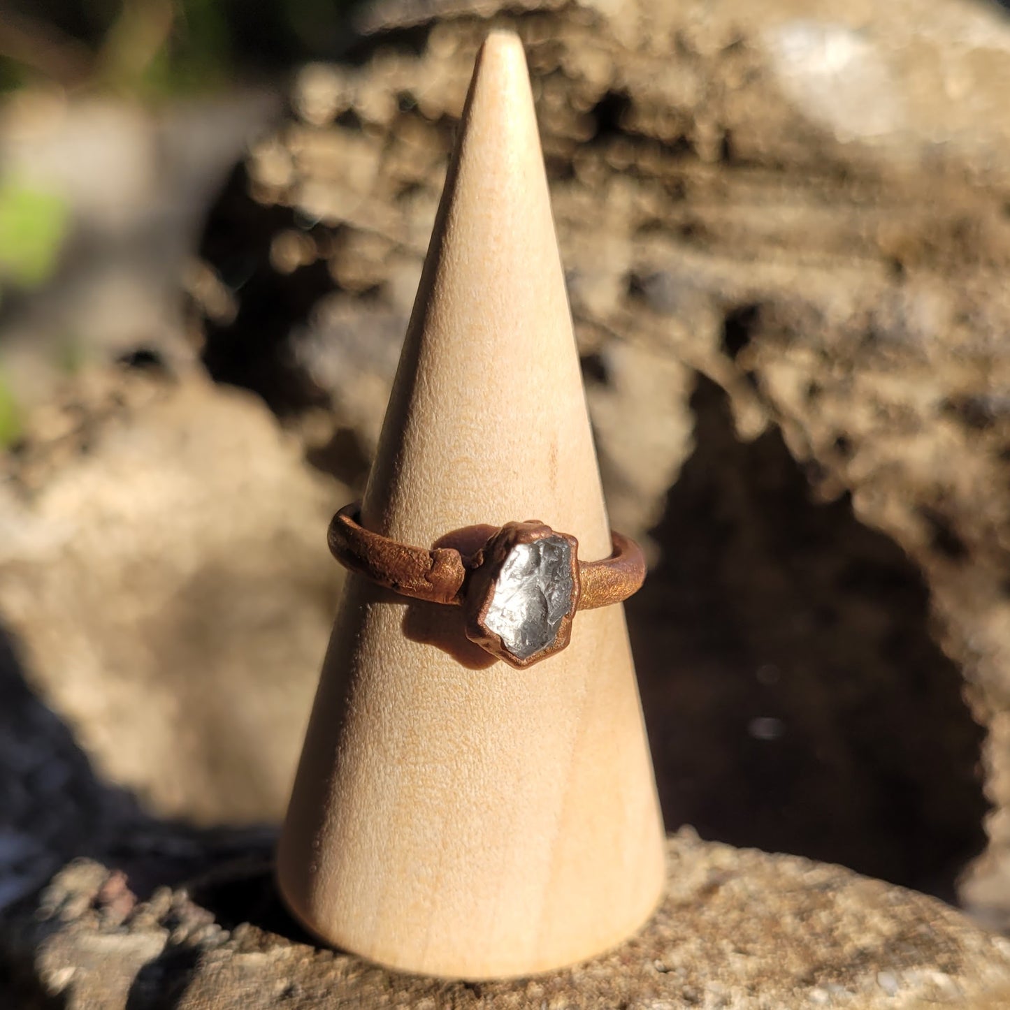 Lake County Diamond Raw Stone Solitaire Recycled Copper Ring