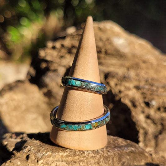 Sleeping Beauty Turquoise and Upcycled Brass Inlay Ring