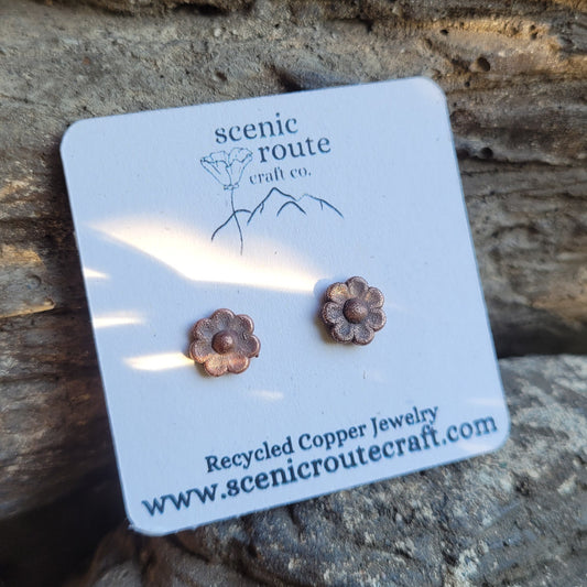 Recycled Copper Flower Earrings