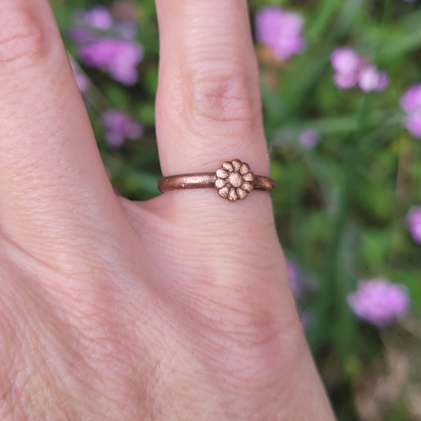 Dainty Flower Recycled Copper Stacking Ring