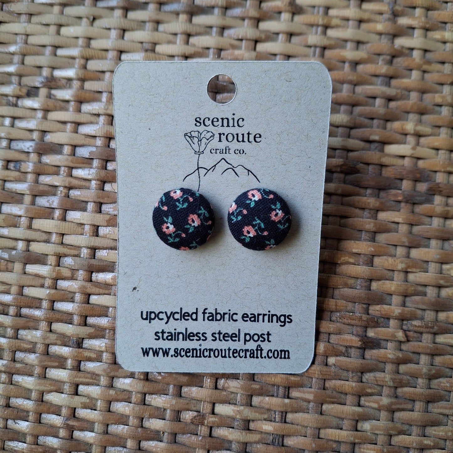 Upcycled Fabric Button Earrings