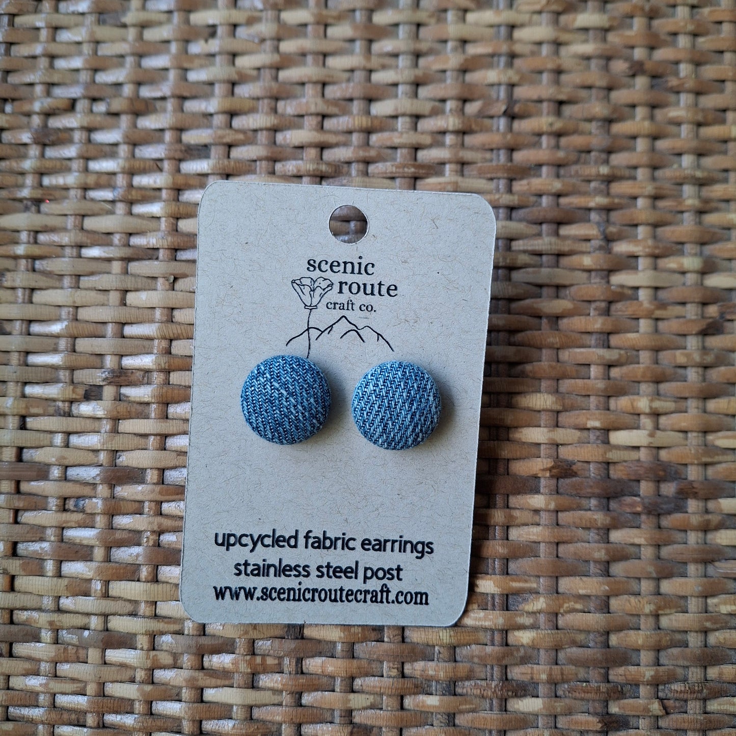 Upcycled Fabric Button Earrings