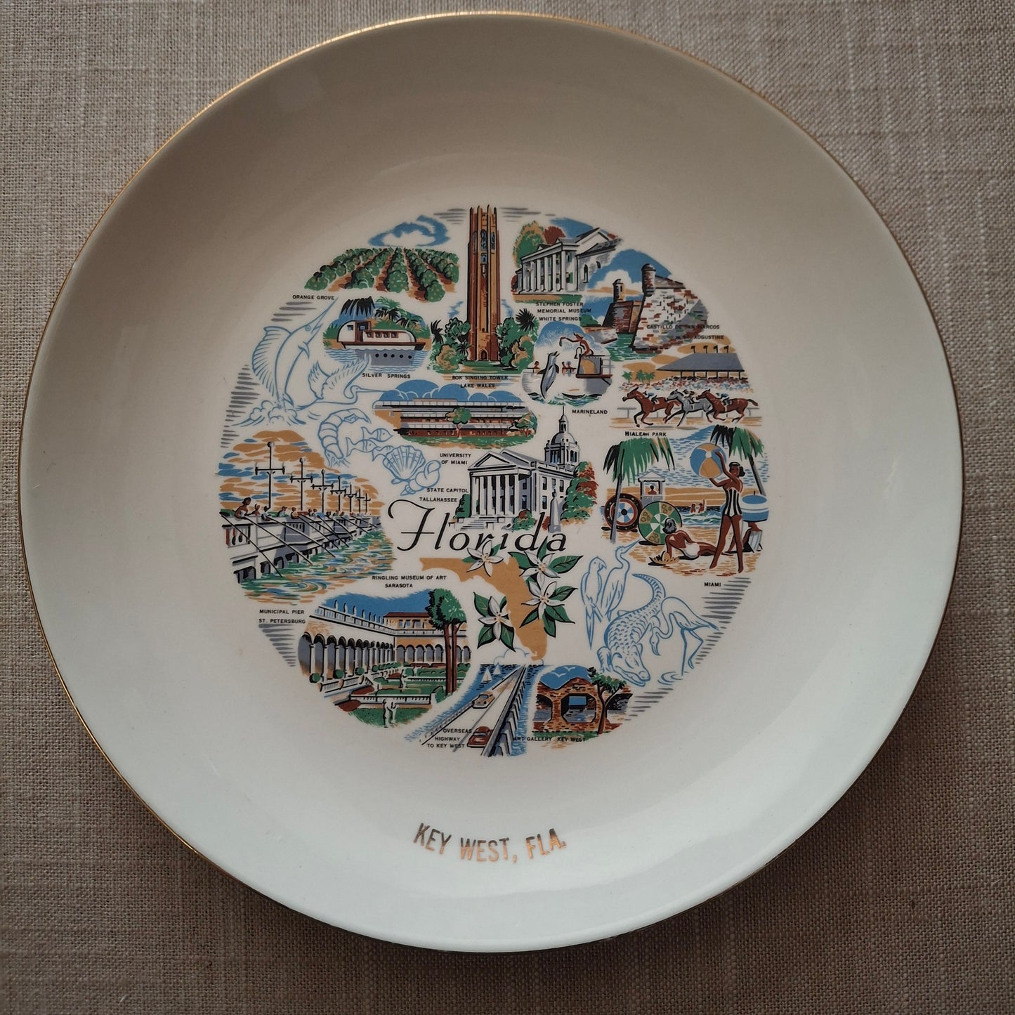 Vintage Key West Florida Souvenir Plate