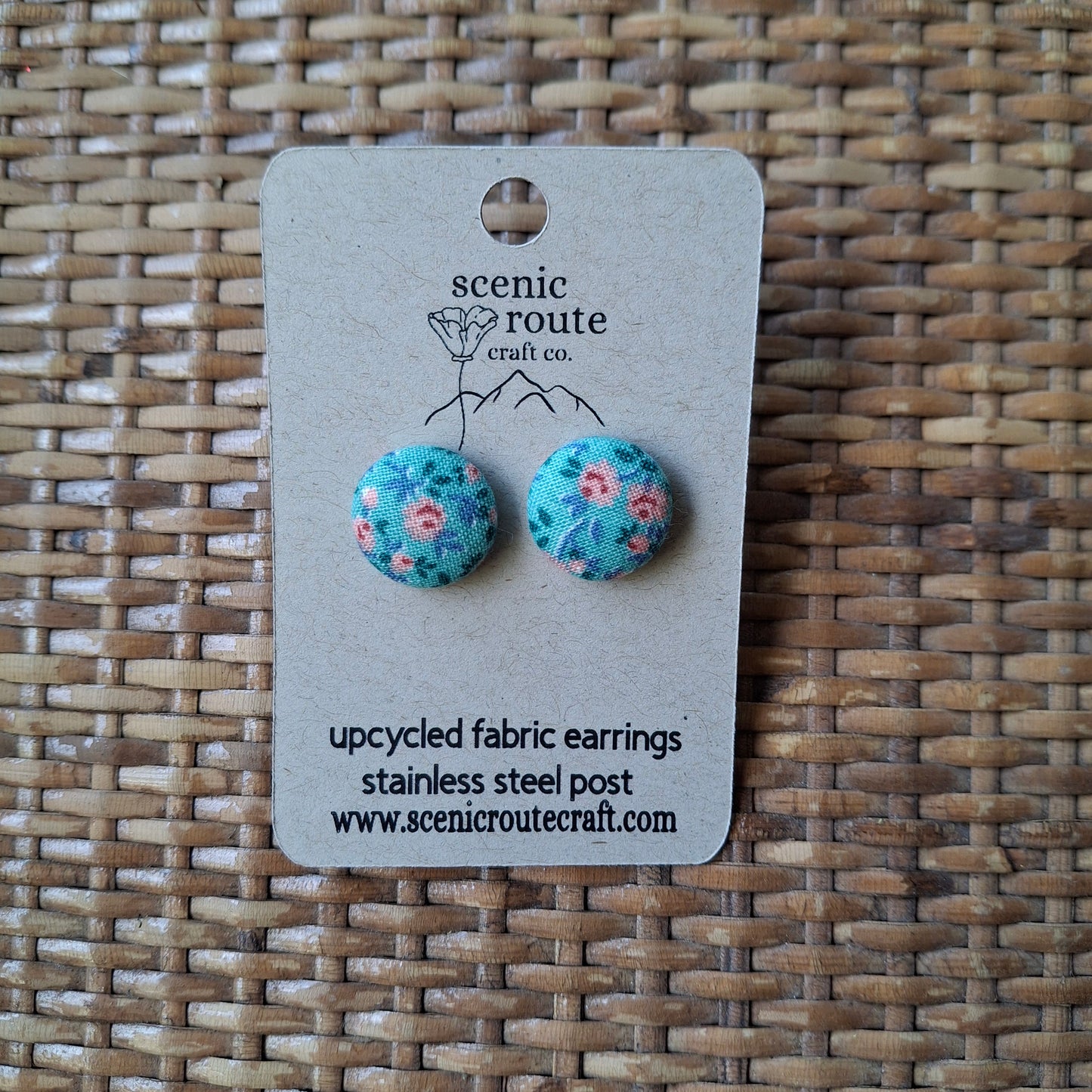 Upcycled Fabric Button Earrings