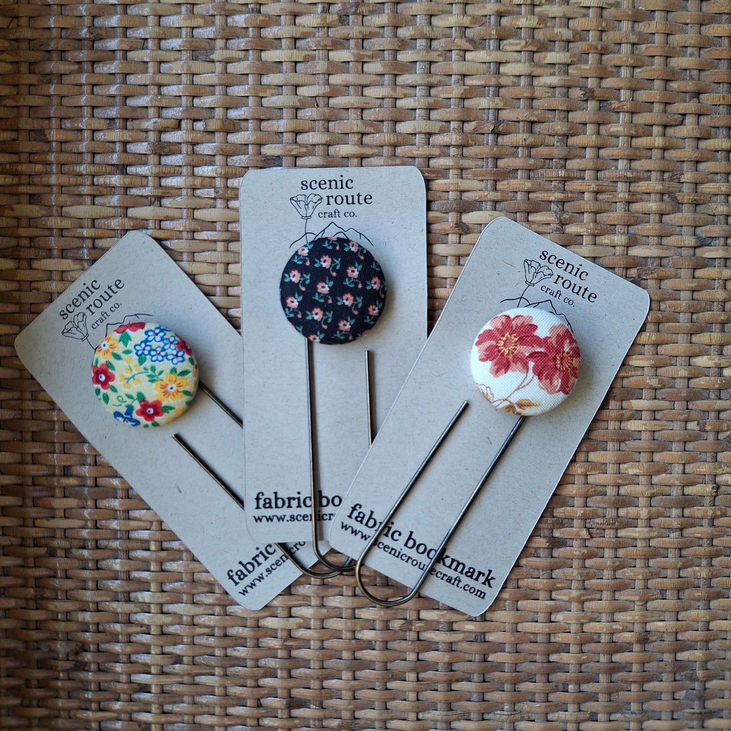 Upcycled Fabric Bookmarks - Floral